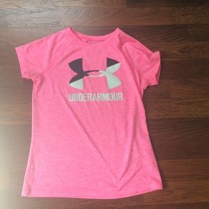 Pink Under Armour Shirt with B &W symbol